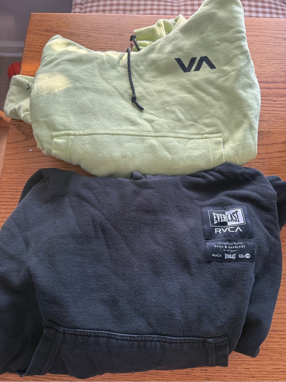 RVCA Black & Lime Green Pullover Hoodies Duo